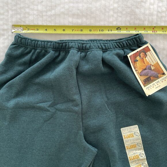 90s Vintage Fruit of the Loom Sweatpants Green Fleece Joggers Deadstock NWT XL - Picture 12 of 14